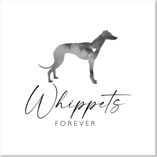 Whippet Dog Lover Gift - Ink Effect Silhouette - Whippets Forever Posters and Art